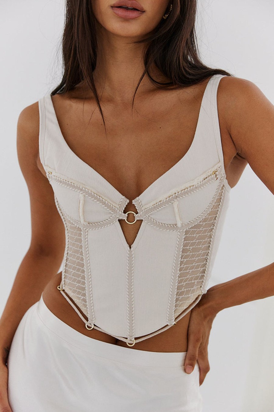 Women Bydee Underwire Bras | Ebony Corset In Pearl